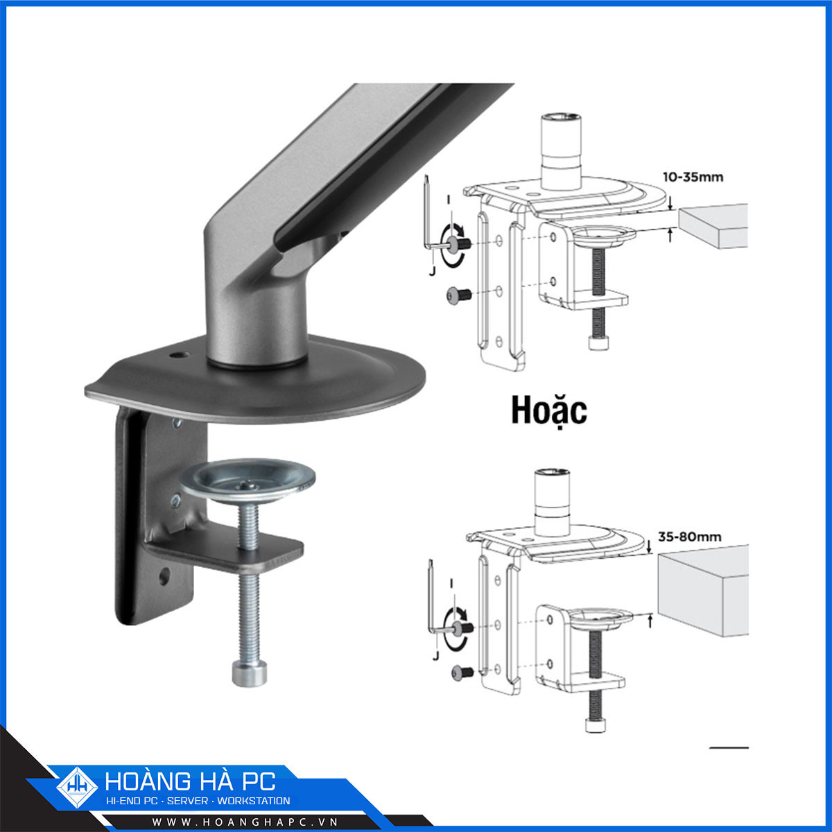 Giá treo màn hình Humanmotion T6 Pro (1 màn hình/ 22 - 32inch/ Xám đen/ Gắn bàn)-7