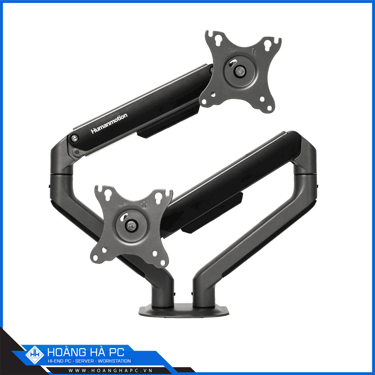 Giá treo màn hình Humanmotion T6 Pro Dual (2 màn hình/ 22 - 32inch/ Xám đen/ Gắn bàn)