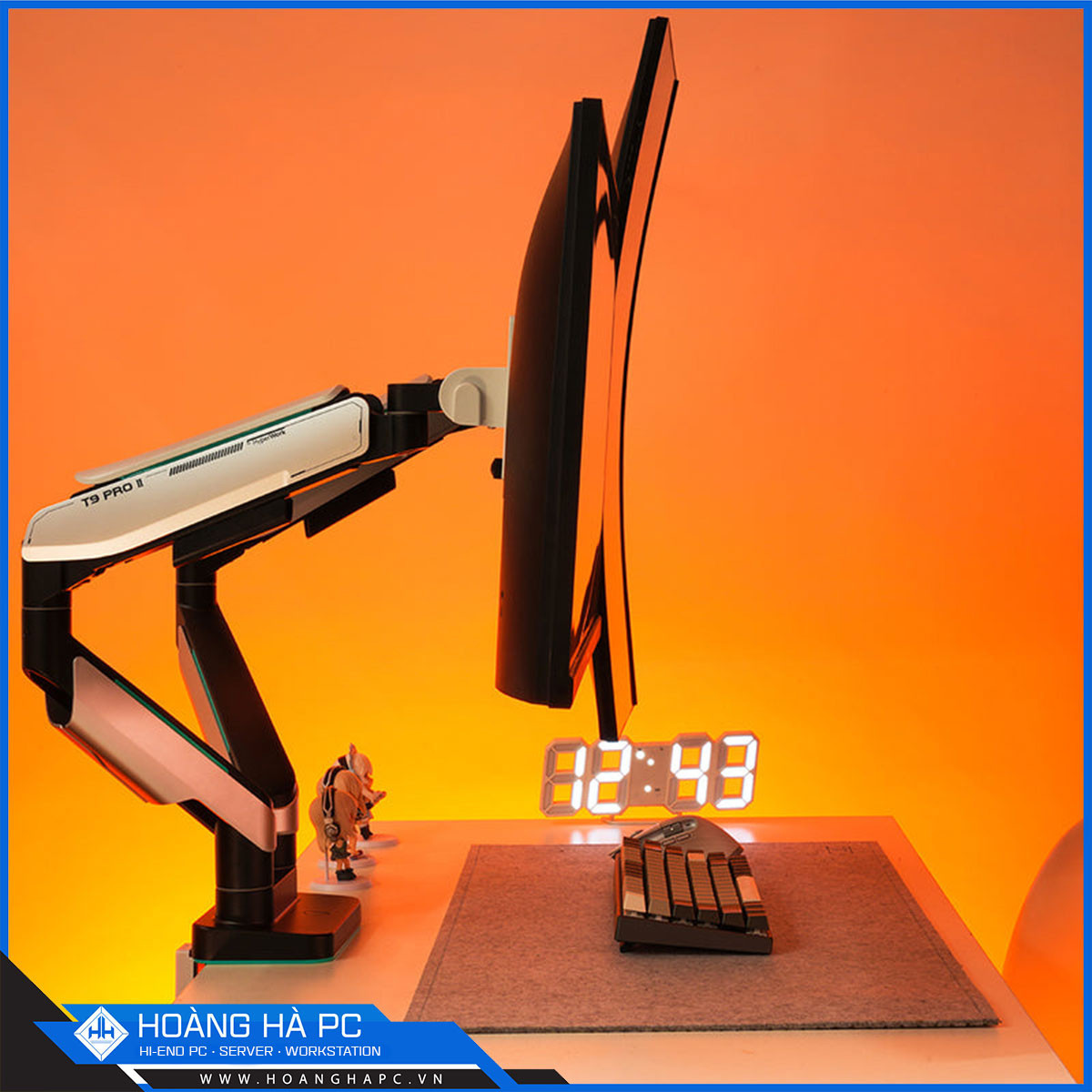 Giá treo màn hình Humanmotion T9 Pro 2 Dual White (2 màn hình/ 22 - 43inch/ Trắng/ Gắn bàn)-6