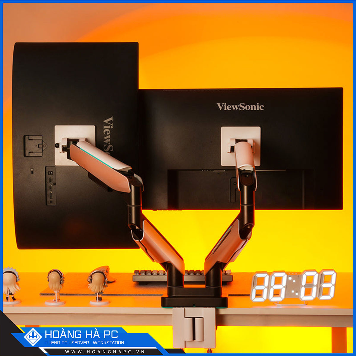 Giá treo màn hình Humanmotion T9 Pro 2 Dual White (2 màn hình/ 22 - 43inch/ Trắng/ Gắn bàn)-8