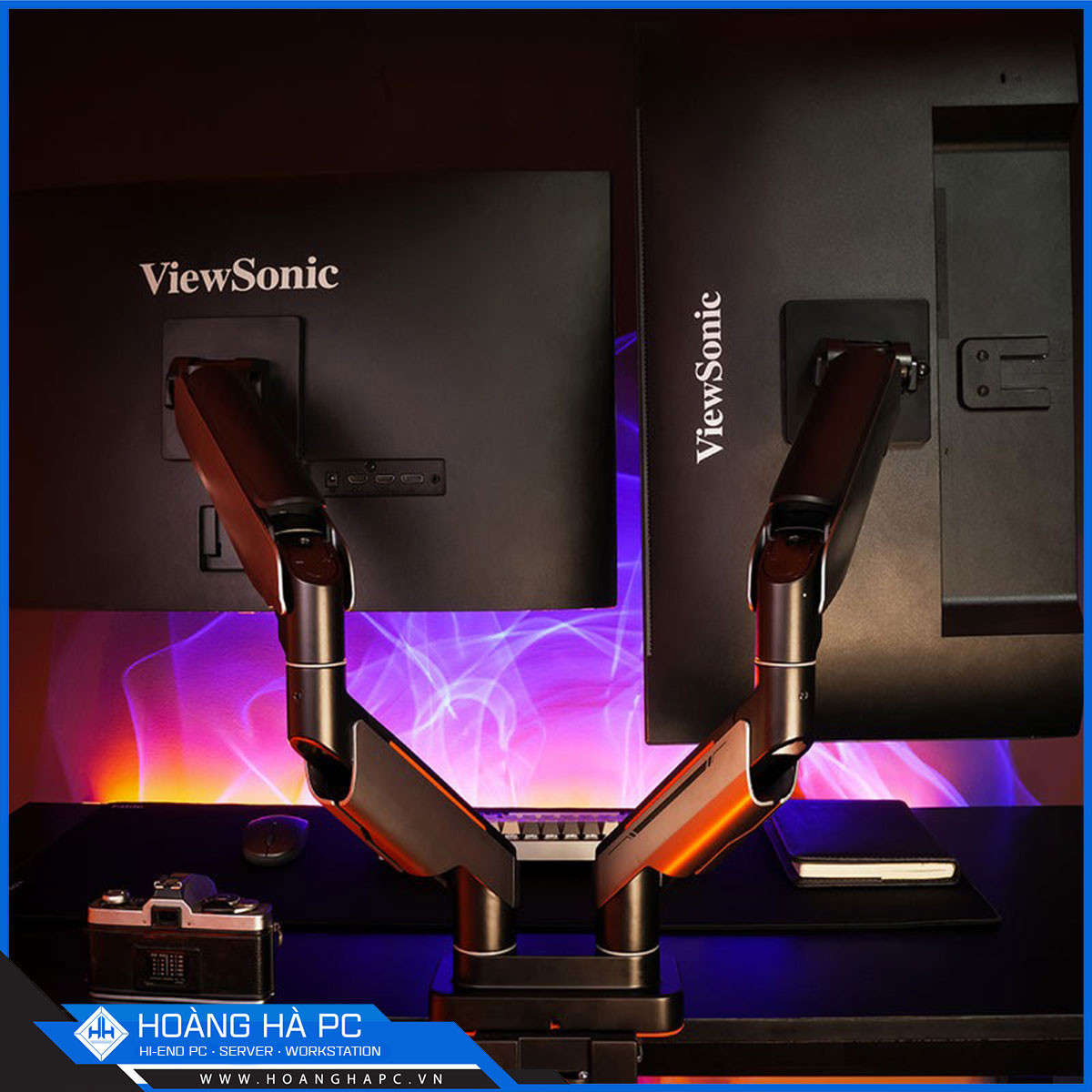 Giá treo màn hình Humanmotion T9 Pro 2 Dual (2 màn hình/ 22 - 43inch/ Xám đen/ Gắn bàn)-6