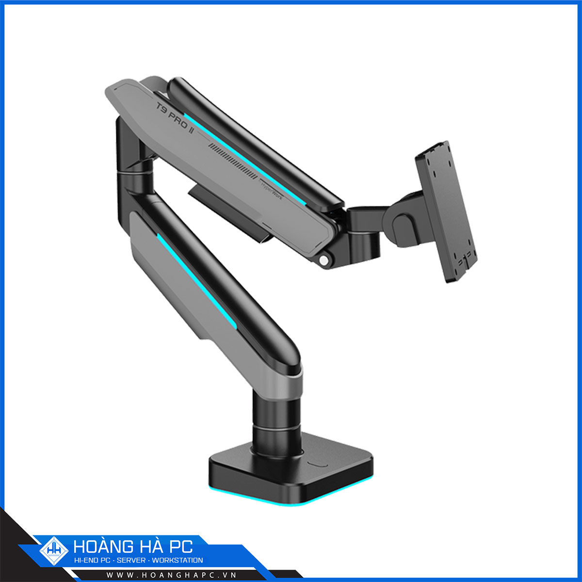 Giá treo màn hình Humanmotion T9 Pro 2 RGB (1 màn hình/ 22 - 43inch/ Xám đen/ Gắn bàn)