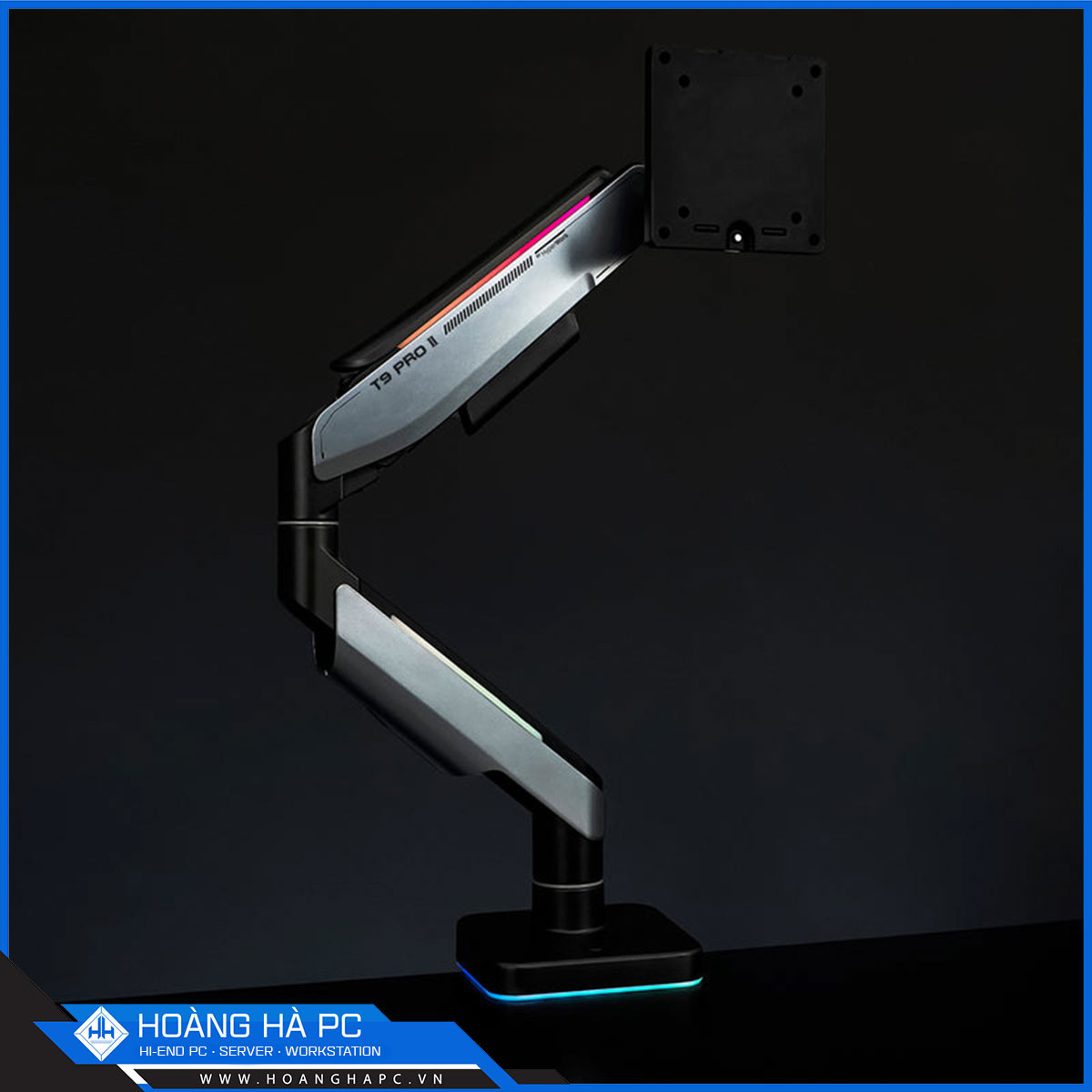 Giá treo màn hình Humanmotion T9 Pro 2 RGB (1 màn hình/ 22 - 43inch/ Xám đen/ Gắn bàn)-2