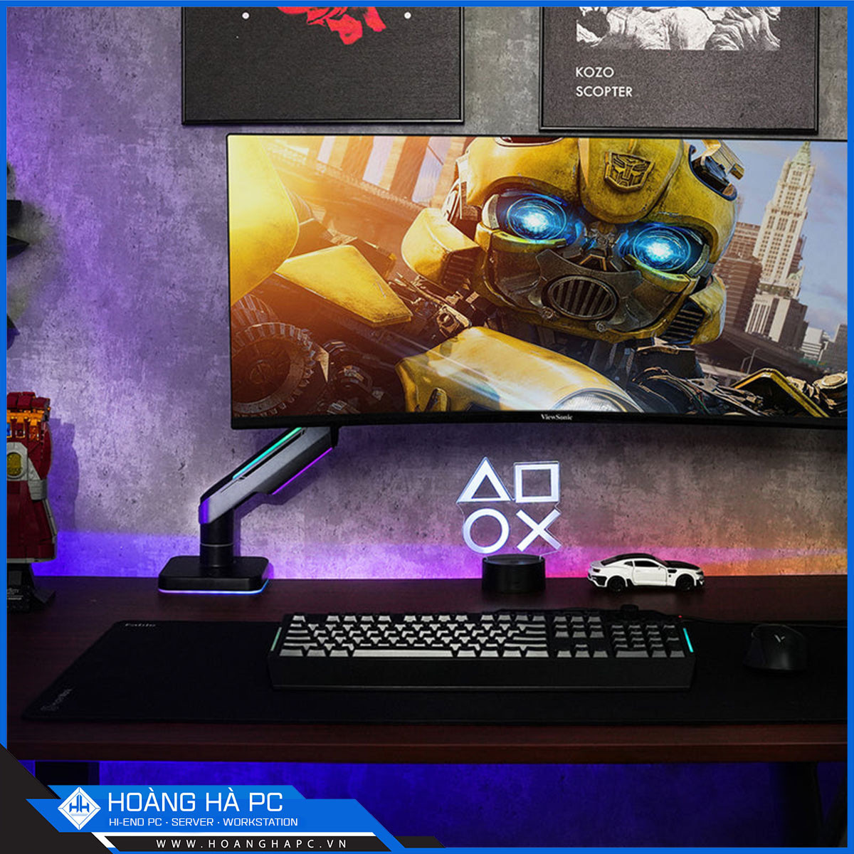 Giá treo màn hình Humanmotion T9 Pro 2 RGB (1 màn hình/ 22 - 43inch/ Xám đen/ Gắn bàn)-7