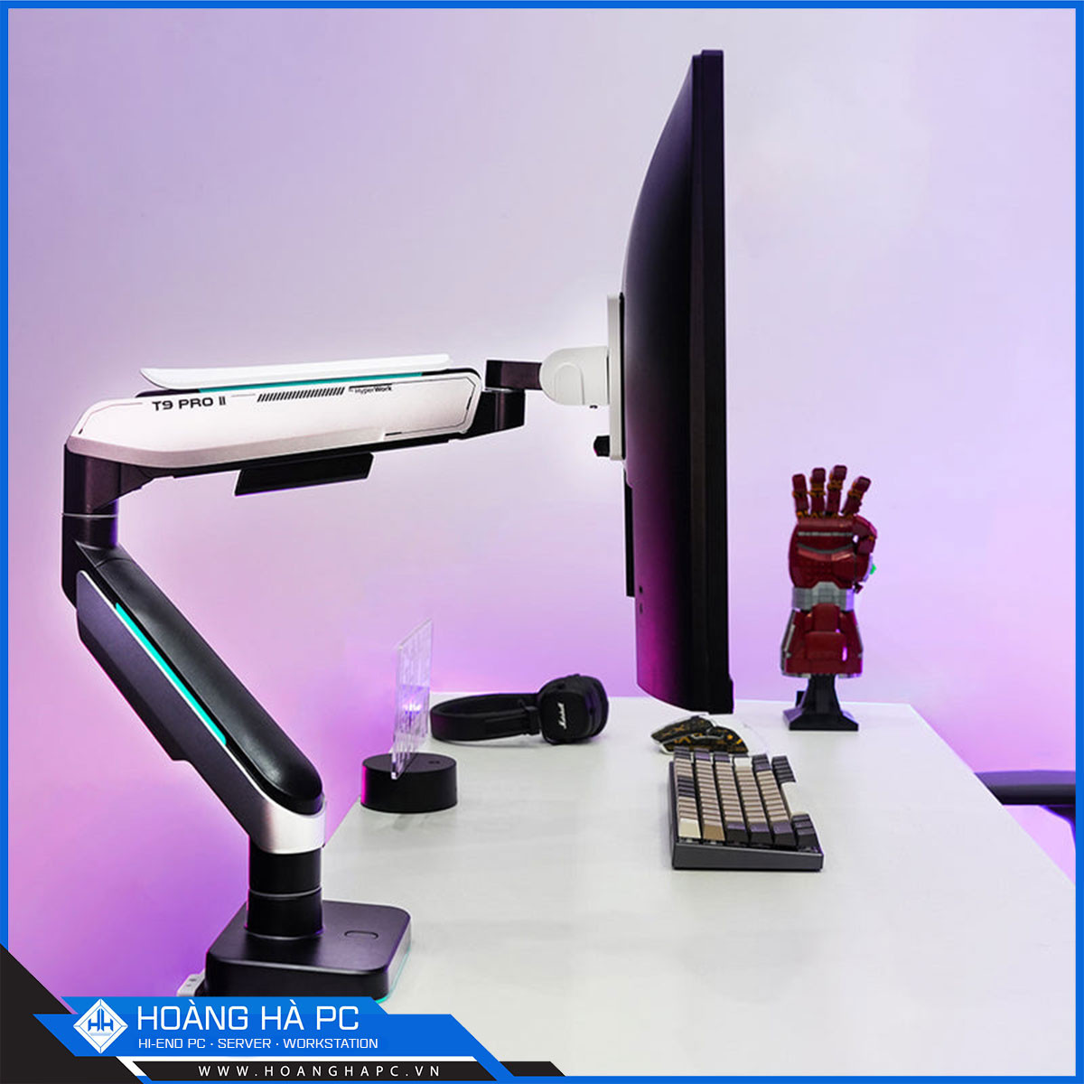 Giá treo màn hình Humanmotion T9 Pro 2 White (1 màn hình/ 22 - 43inch/ Trắng/ Gắn bàn)-6