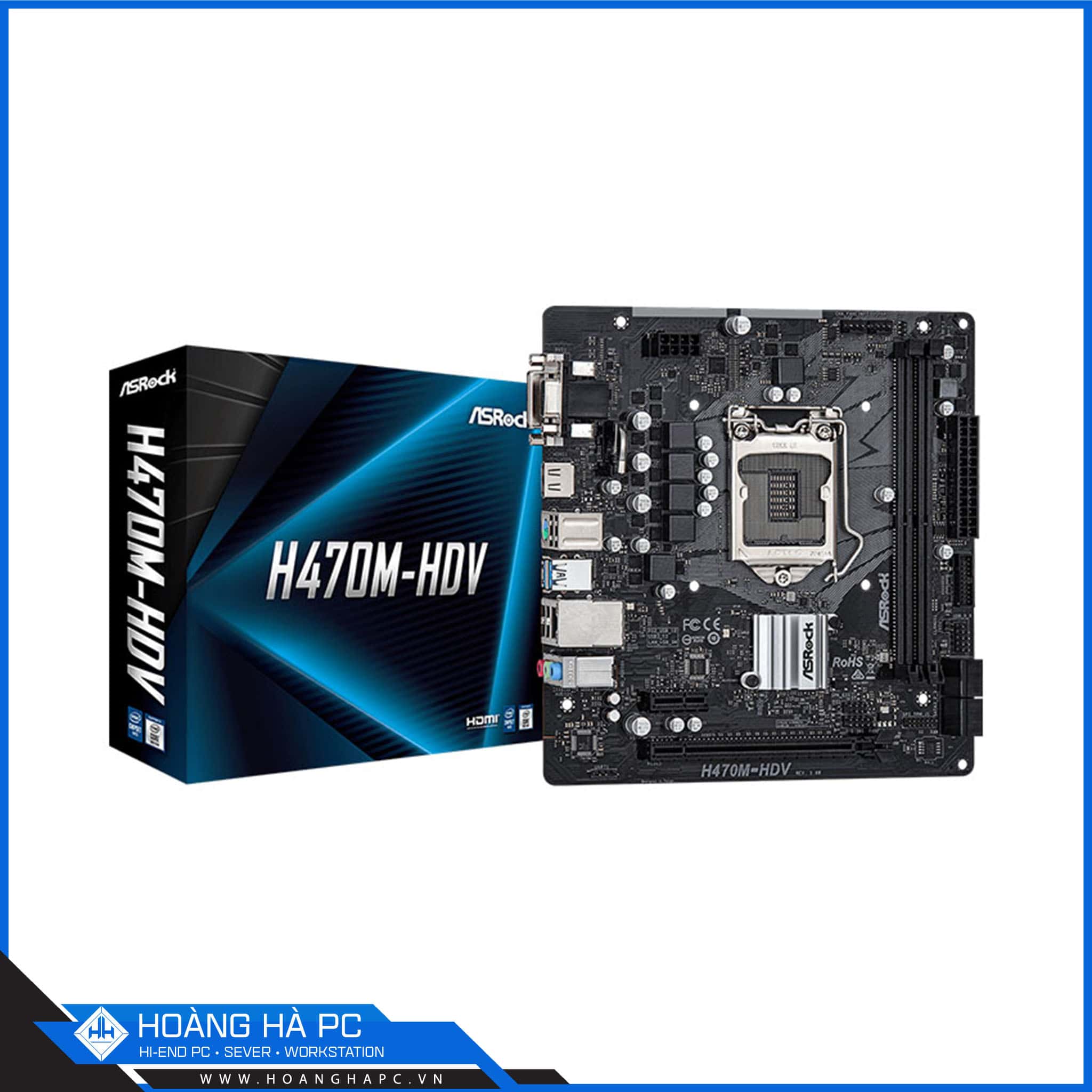 Mainboard ASROCK H470M-HDV (Intel H470, Socket 1200, m-ATX, 2 khe Ram DDR4)
