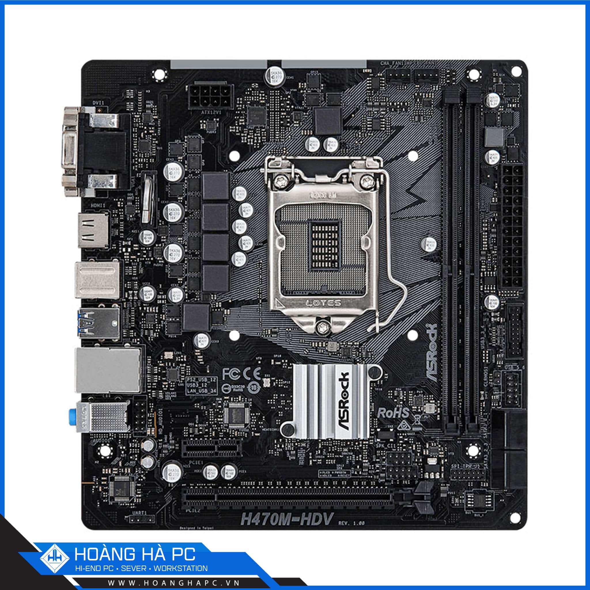 Mainboard ASROCK H470M-HDV (Intel H470, Socket 1200, m-ATX, 2 khe Ram DDR4)-2