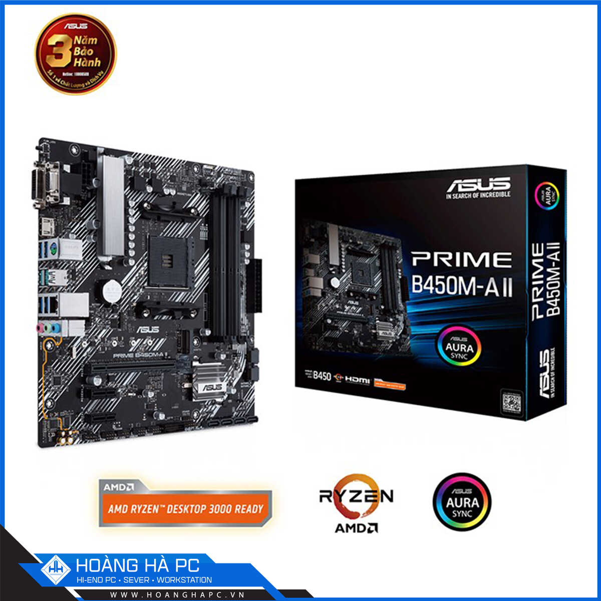 Mainboard ASUS PRIME B450M-A II (AMD B450, Socket AM4, M-ATX, 4 Khe Cắm Ram DDR4)