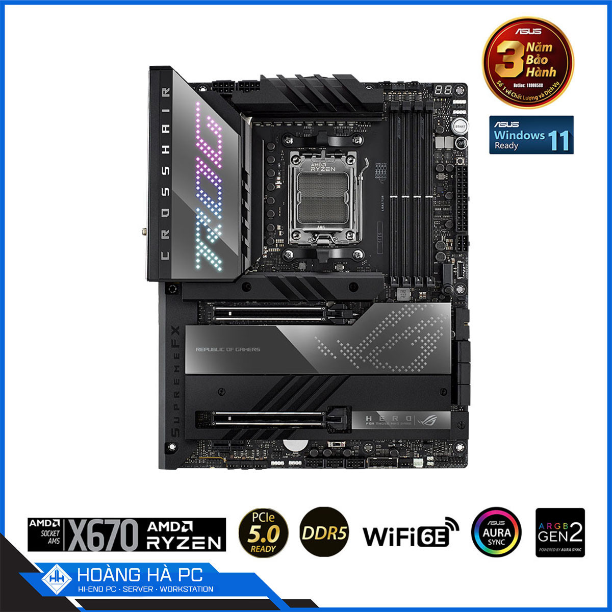 Mainboard ASUS ROG CROSSHAIR X670E HERO (AMD X670, Socket AM5, ATX, 4 Khe Cắm Ram DDR5)-2