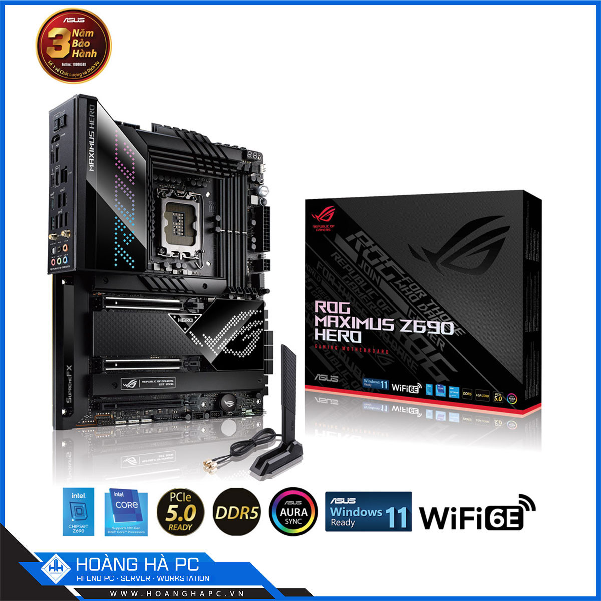 Mainboard ASUS ROG MAXIMUS Z690 HERO (Intel Z690, Socket 1700, ATX, 4 khe RAM DDR5)