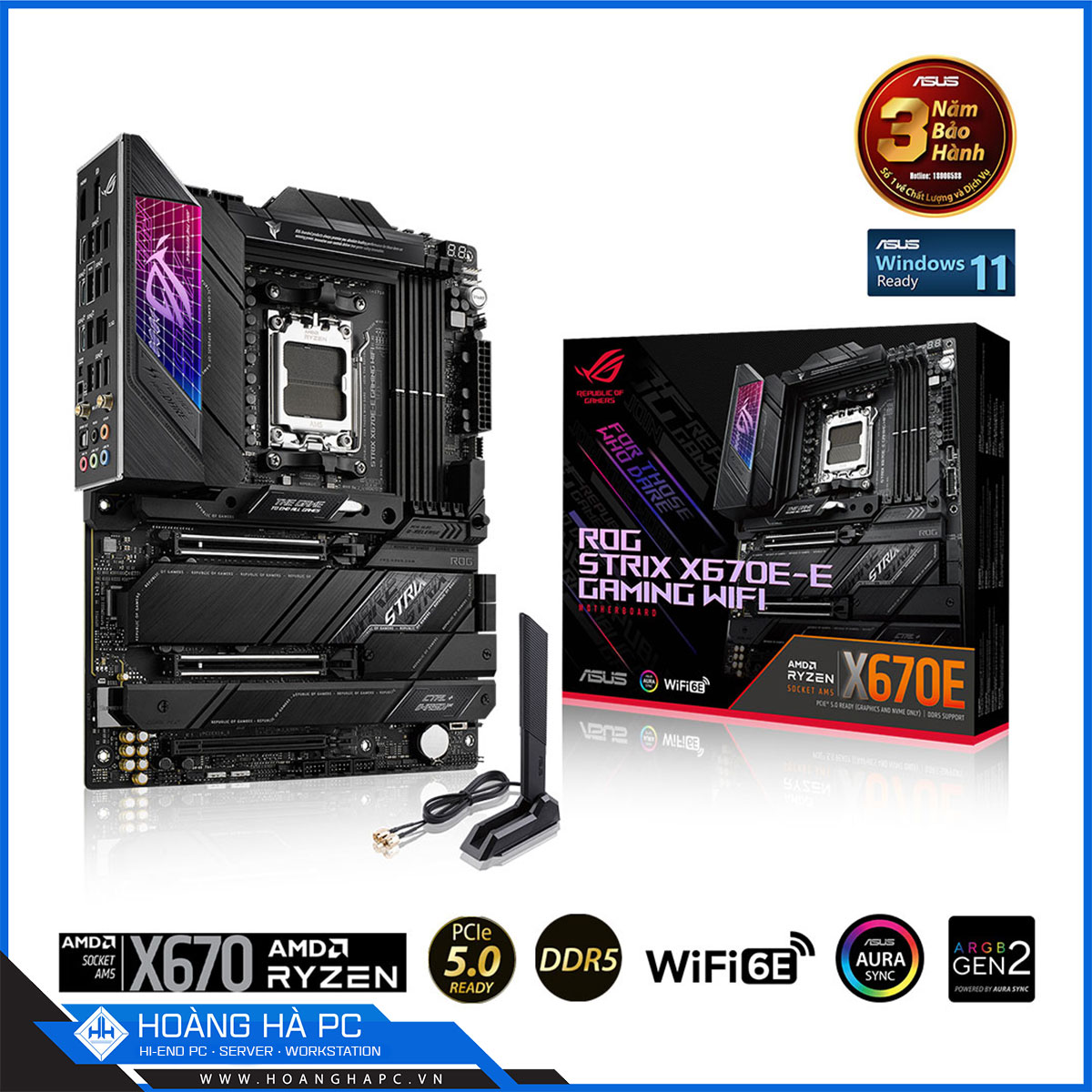 Mainboard ASUS ROG STRIX X670E-E GAMING WIFI (AMD X670, Socket AM5, ATX, 4 khe RAM DDR5)