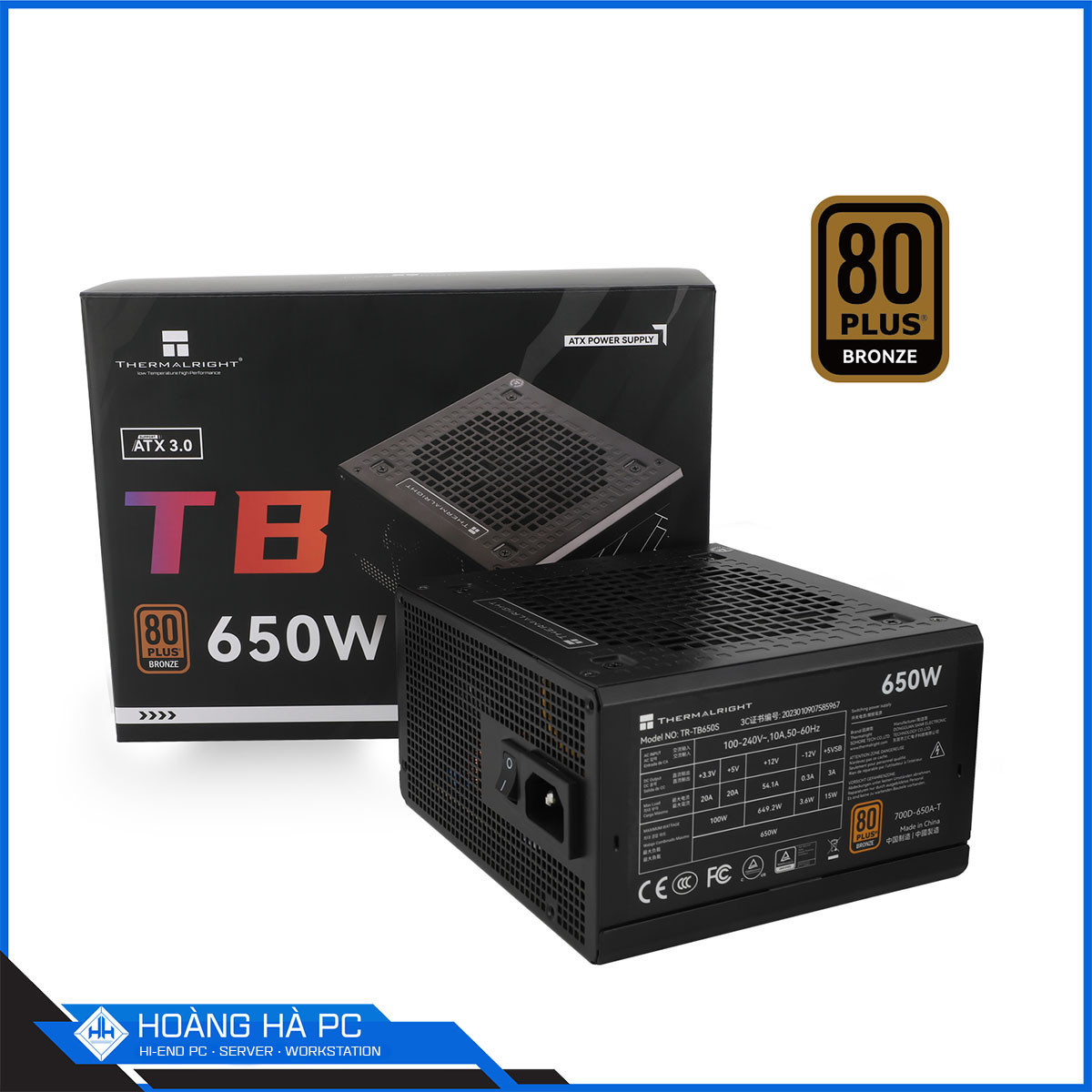 Nguồn máy tính Thermalright TB-650S (650W/ 80 Plus Bronze/ Non Modular/ Màu Đen)