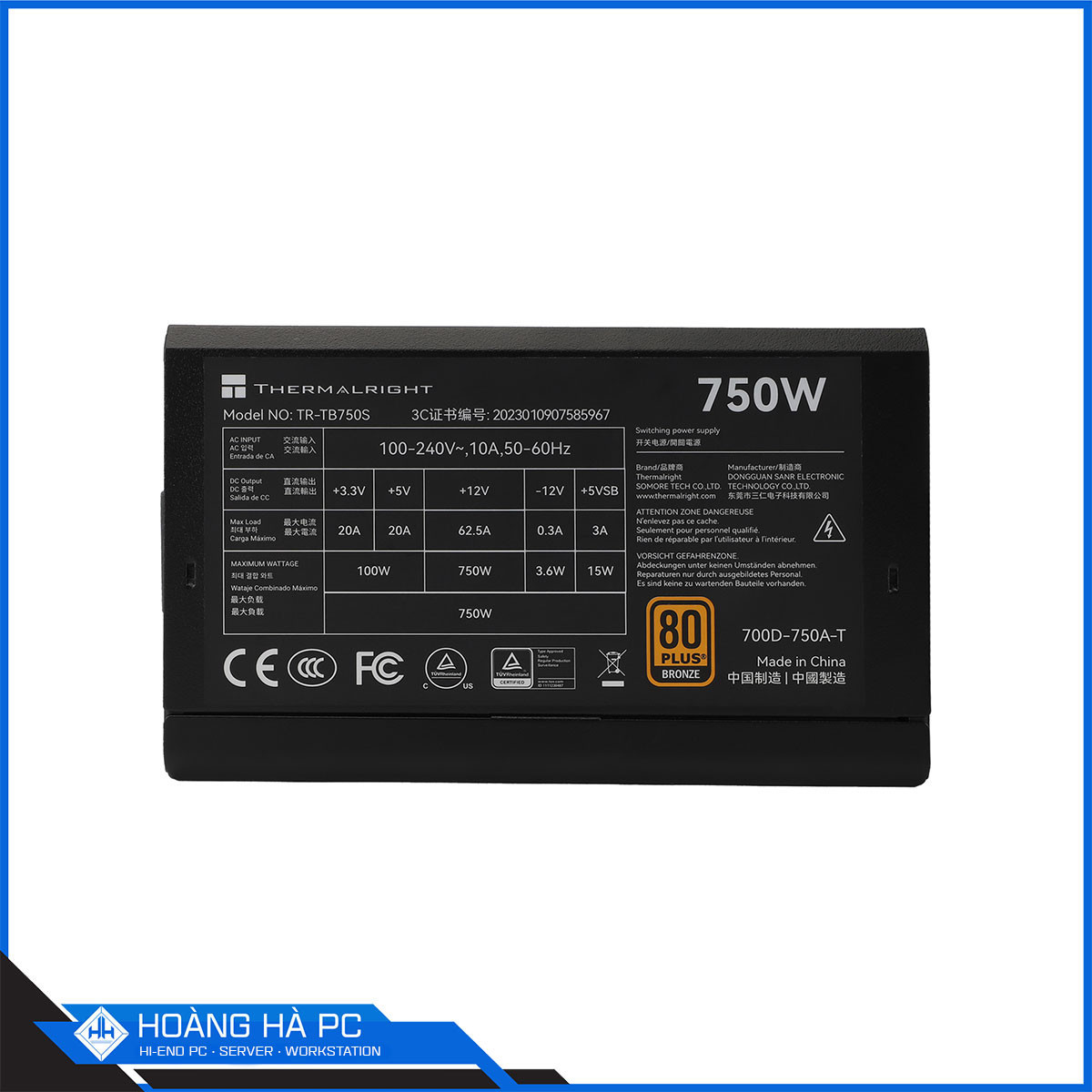 Nguồn máy tính Thermalright TB-750S 750W (80 Plus Bronze/ Non Modular/ Màu Đen)-5