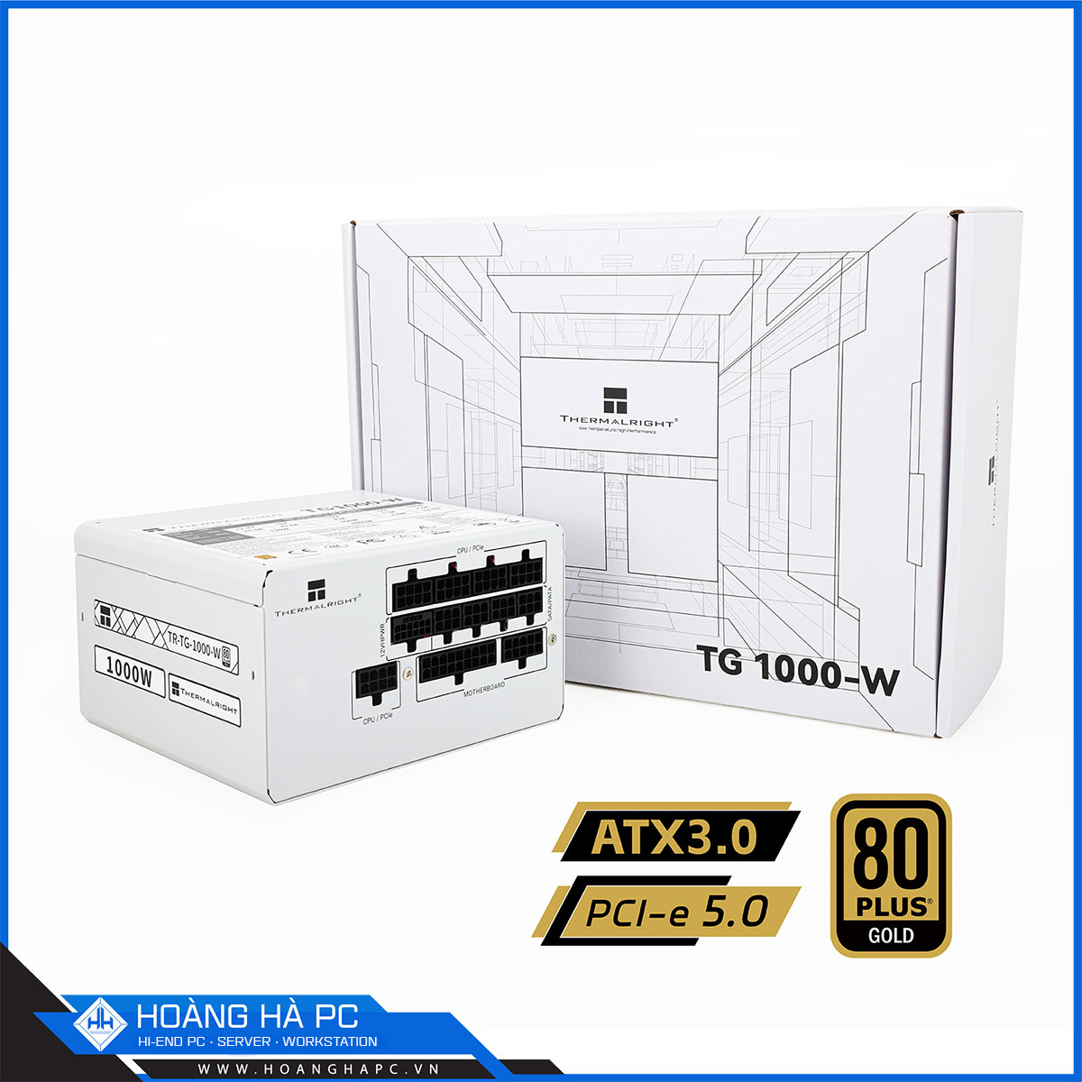 Nguồn máy tính Thermalright TG-1000-W 1000W ATX 3.0 | PCIE 5.0 ( 80 Plus Gold / Full Modular/ Màu Trắng)
