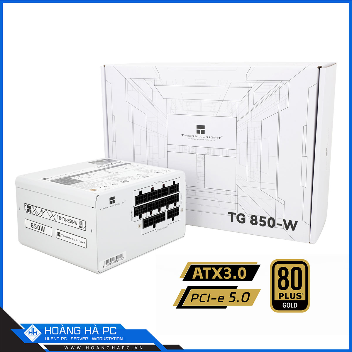 Nguồn máy tính Thermalright TG-850-W ATX 3.0 | PCIE 5.0 (850W/ 80 Plus Gold/ Full Modular/ Màu Trắng)