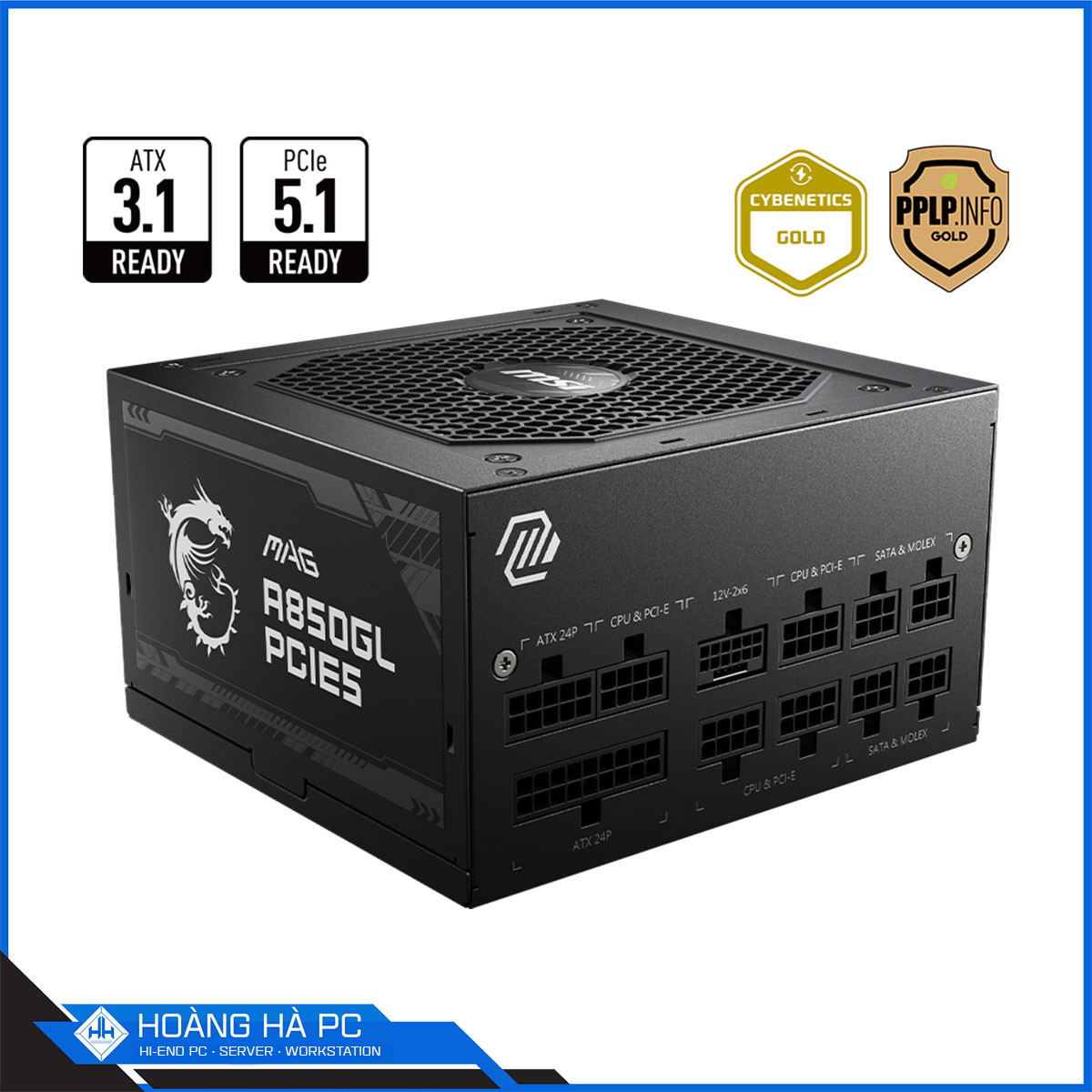 Nguồn MSI MAG A850GL PCIE5 (850W/ ATX 3.1/ 80 Plus Gold/ Full Modular)