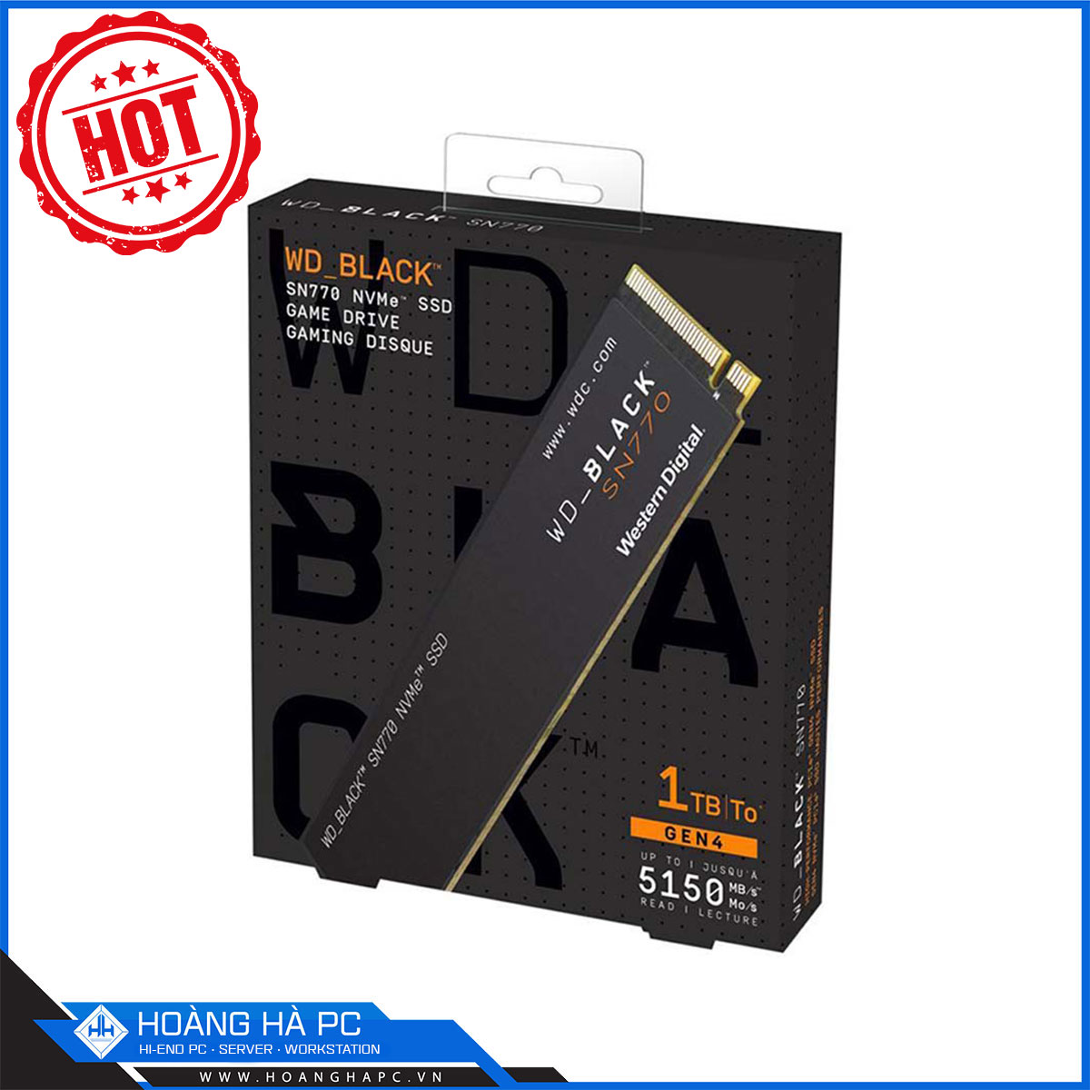Ổ cứng SSD WD Black SN770 1TB M.2 2280 PCIe NVMe 4x4 (Đọc 5150MB/s - Ghi 4900MB/s) - ( WDS100T3X0E)-2