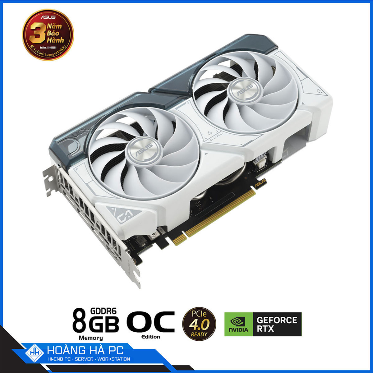 VGA ASUS DUAL RTX 4060 O8G WHITE EDITION (GDDR6, 128-bit, HDMI+DP, 1x8-pin)-3