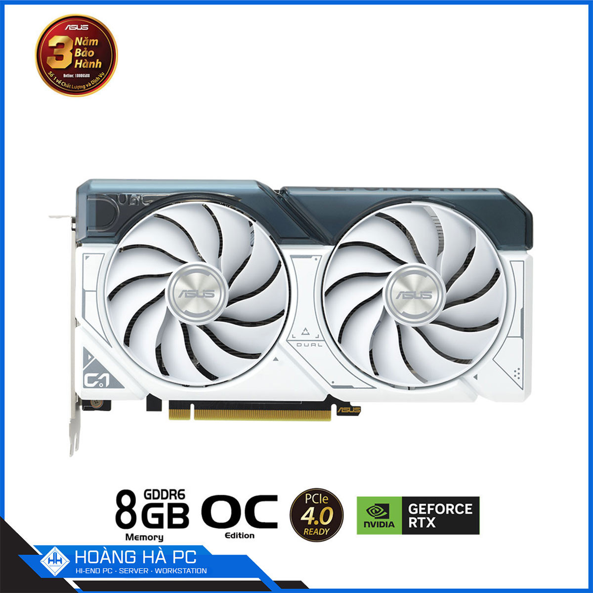 VGA ASUS DUAL RTX 4060 O8G WHITE EDITION (GDDR6, 128-bit, HDMI+DP, 1x8-pin)-2