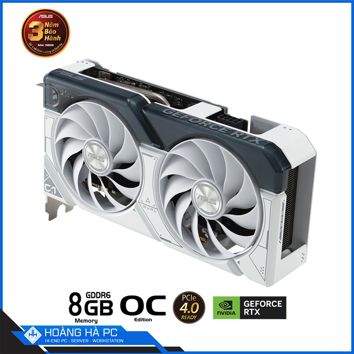 VGA ASUS DUAL RTX 4060 O8G WHITE EDITION (GDDR6, 128-bit, HDMI+DP, 1x8-pin)-5