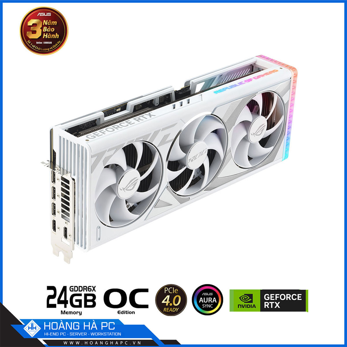 VGA ASUS ROG STRIX RTX 4090 O24G GAMING WHITE (24GB GDDR6X, 384-bit, HDMI +DP, 1 x 16-pin)-3