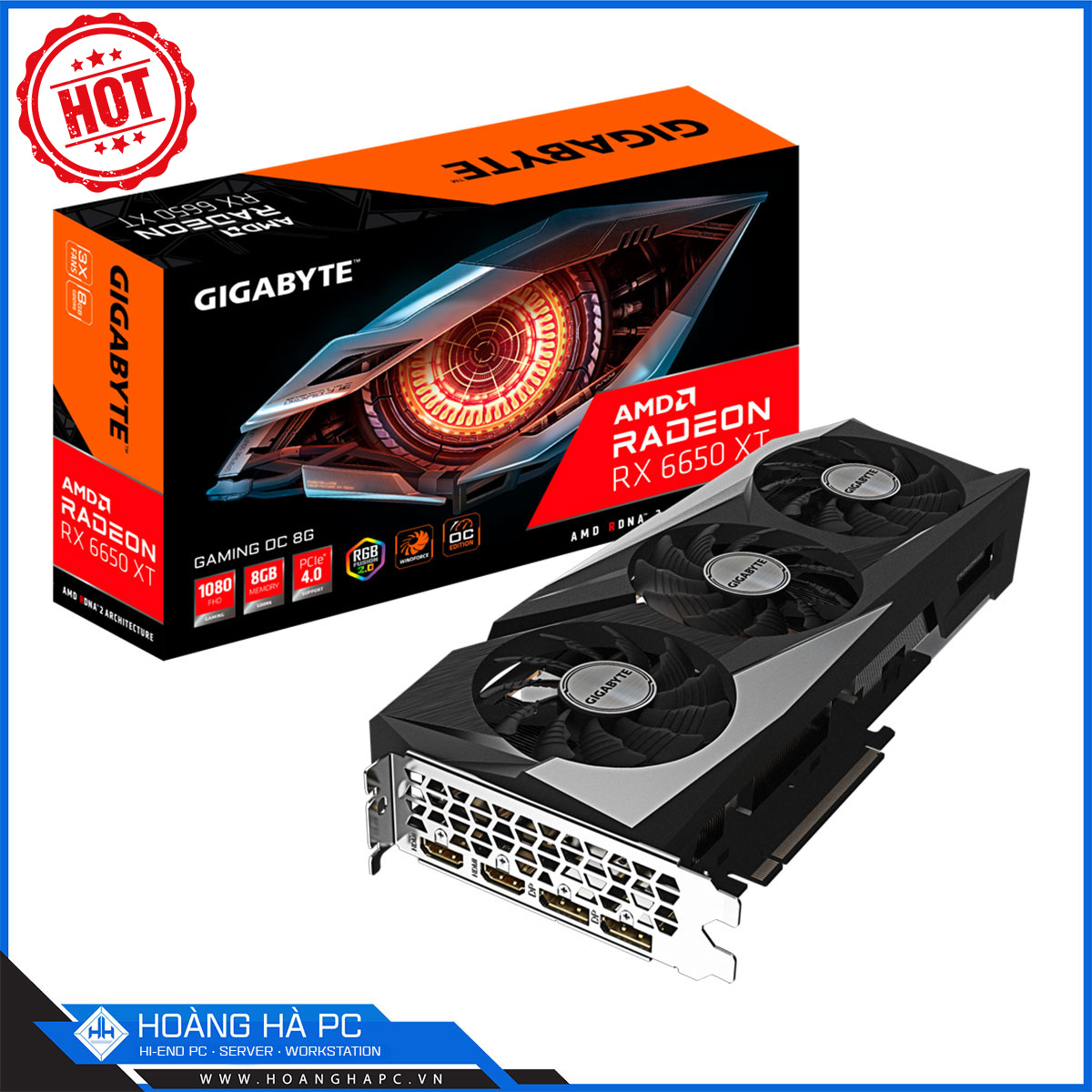 VGA GIGABYTE Radeon RX 6650 XT GAMING OC 8G (8G GDDR6, 128-bit, HDMI+DP, 1x8pin)