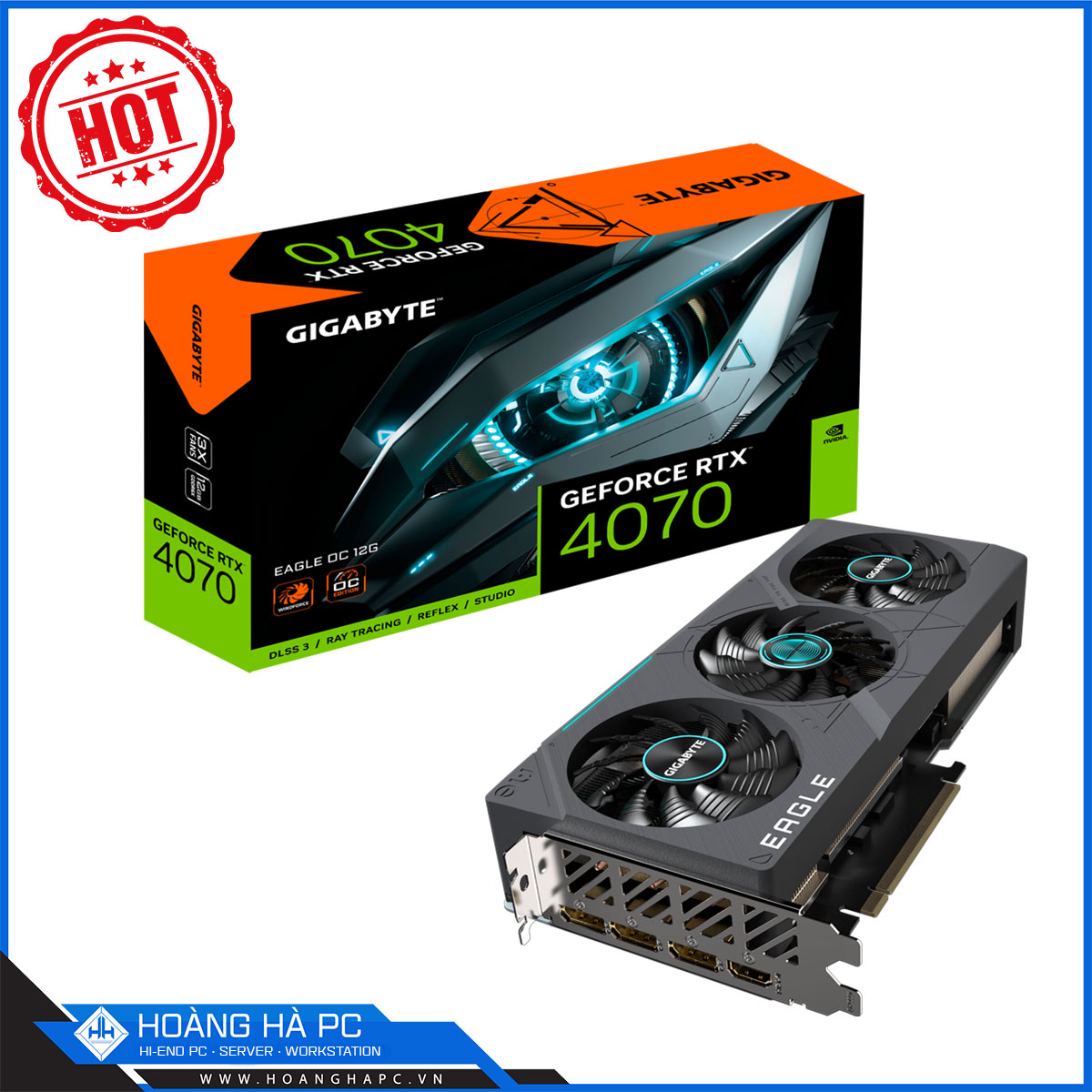 VGA GIGABYTE RTX 4070 EAGLE OC 12G (GDDR6X, 192-bit, DP+HDMI, 1x8-pin)