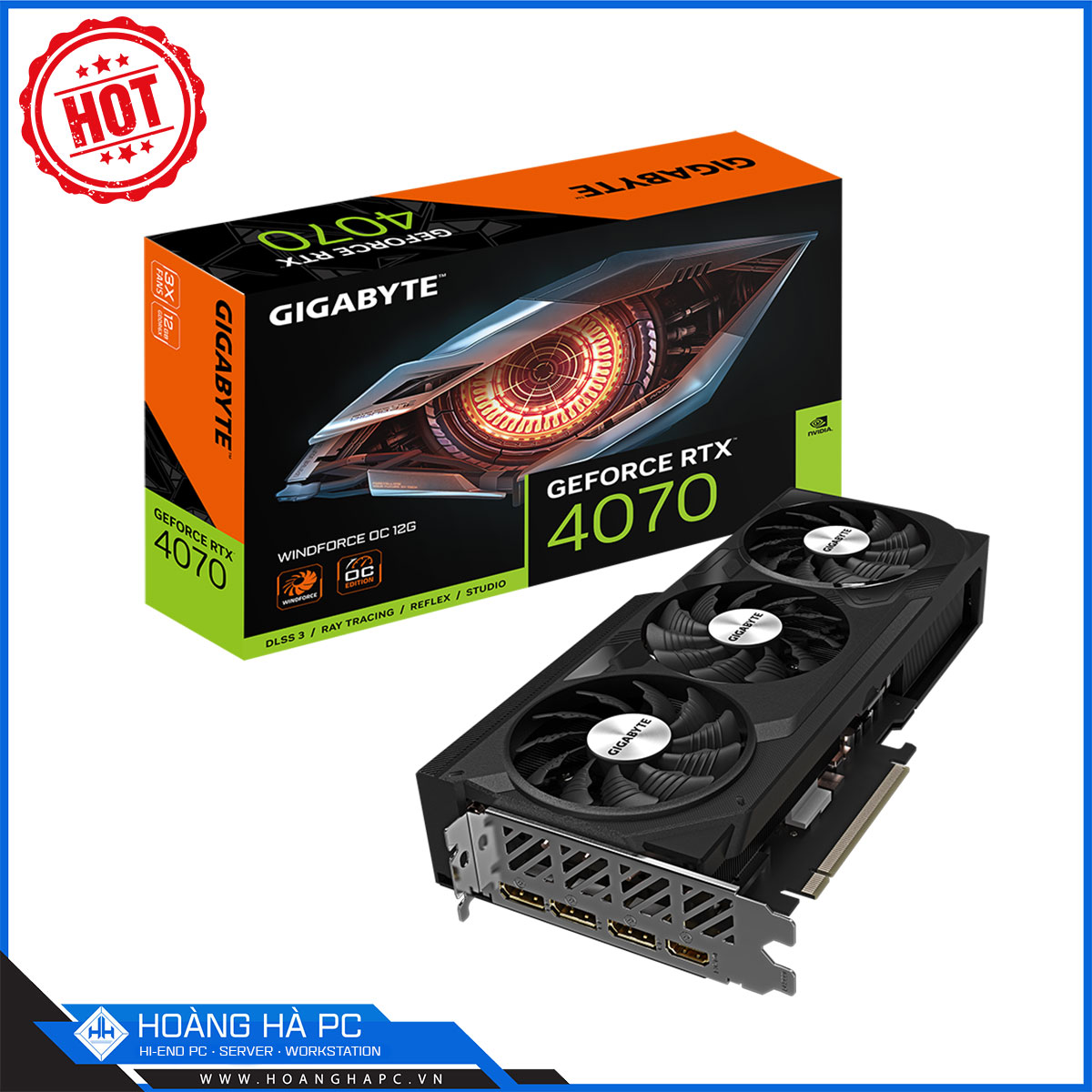 VGA GIGABYTE RTX 4070 WINDFORCE OC 12G (GDDR6X, 192-bit, DP+HDMI, 1x8-pin)