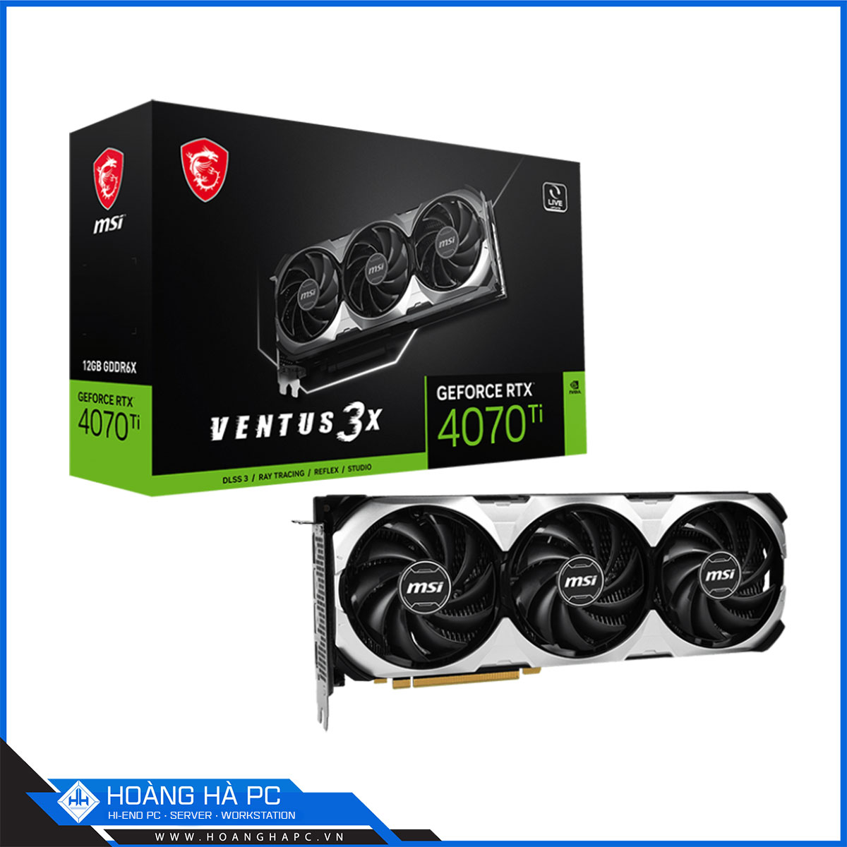 VGA MSI RTX 4070 Ti VENTUS 3X 12G (GDDR6X,192-bit, HDMI +DP, 1x16-pin)