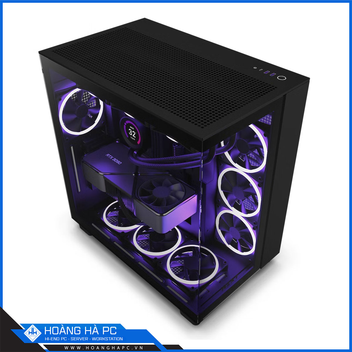 Vỏ máy tính NZXT H9 Flow Black (Mid Tower/Màu Đen/ 4 Fan)