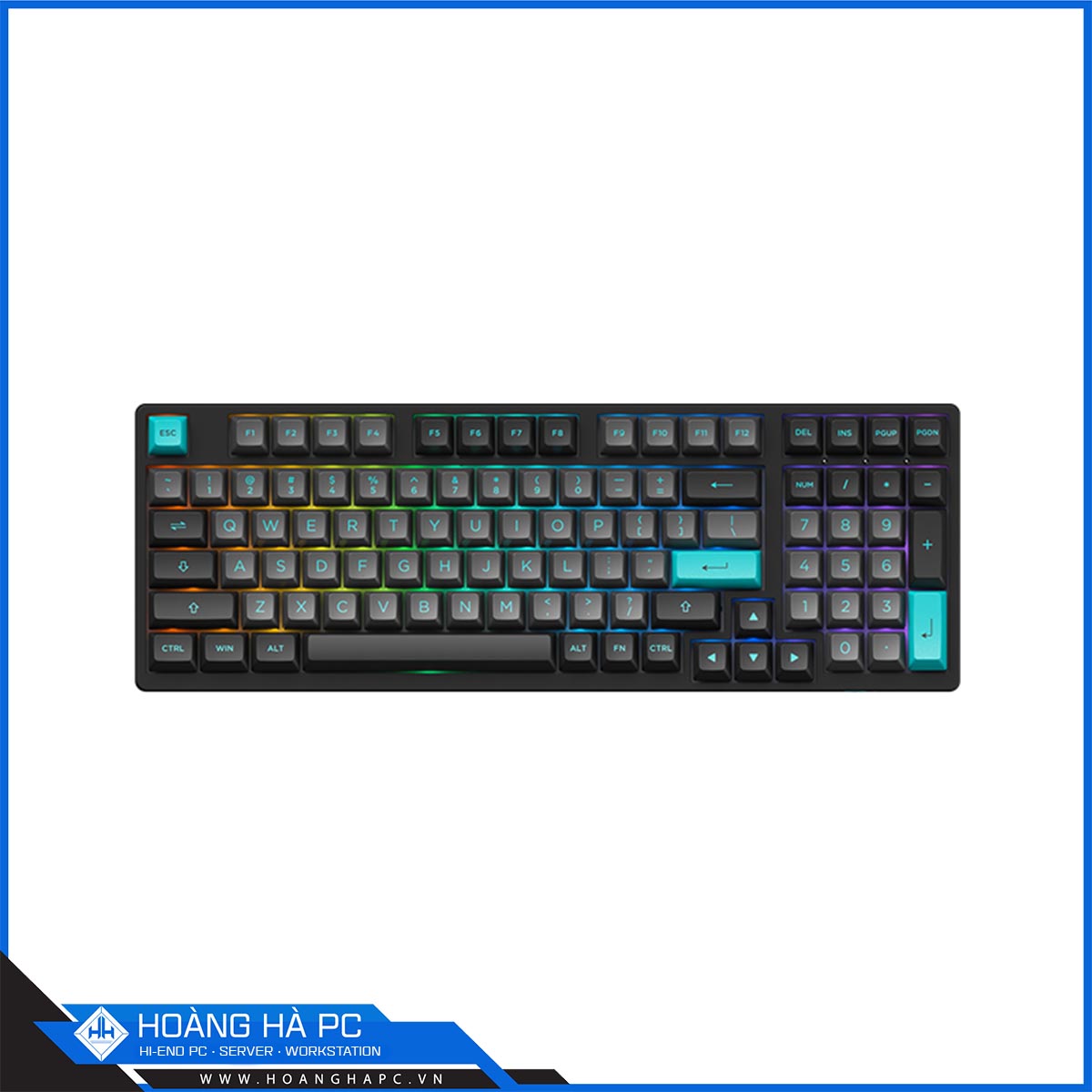 Bàn phím cơ AKKO 3098B Multi-modes Black &amp; Cyan (Akko CS sw - Jelly Pink)