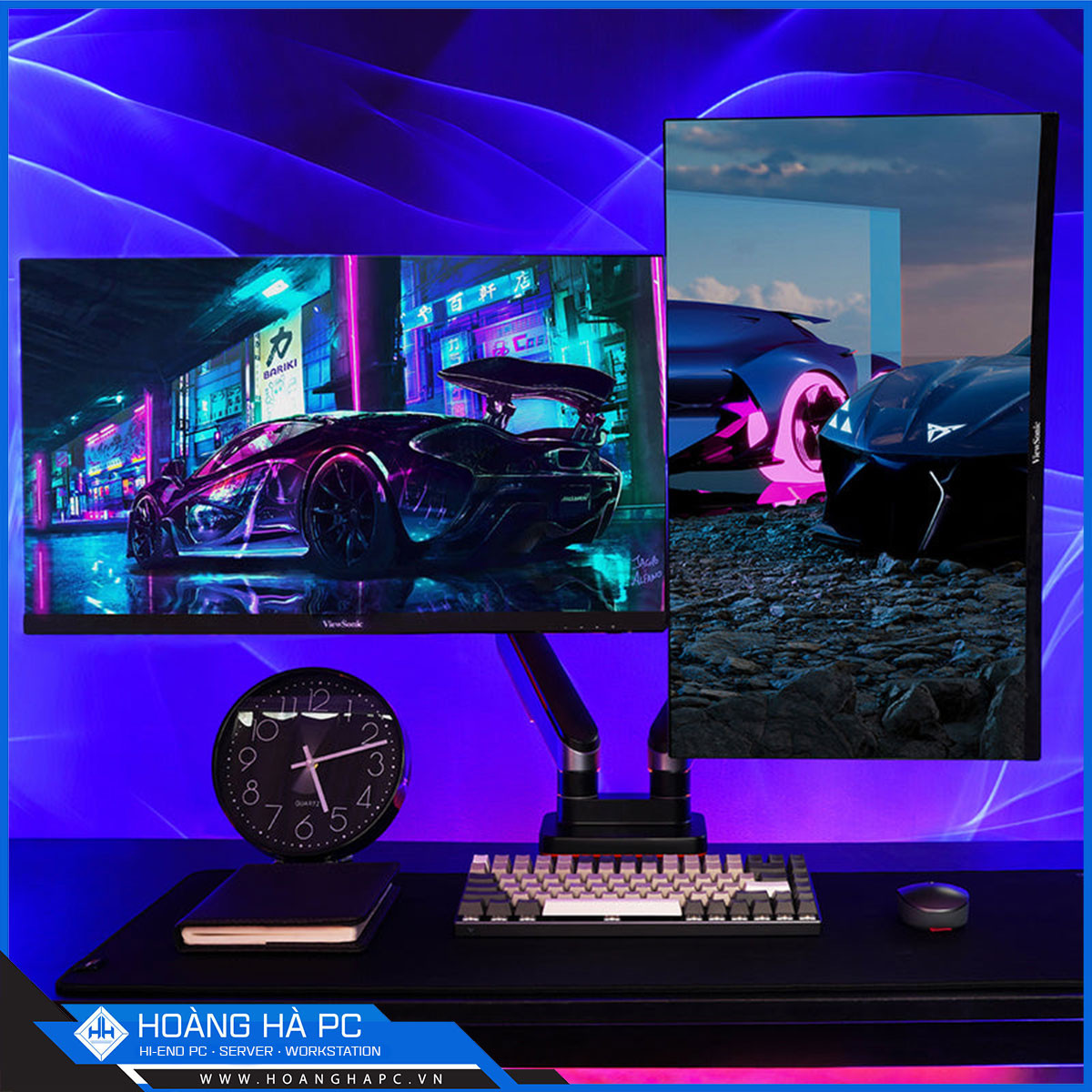 Giá treo màn hình Humanmotion T9 Pro 2 Dual (2 màn hình/ 22 - 43inch/ Xám đen/ Gắn bàn)-7