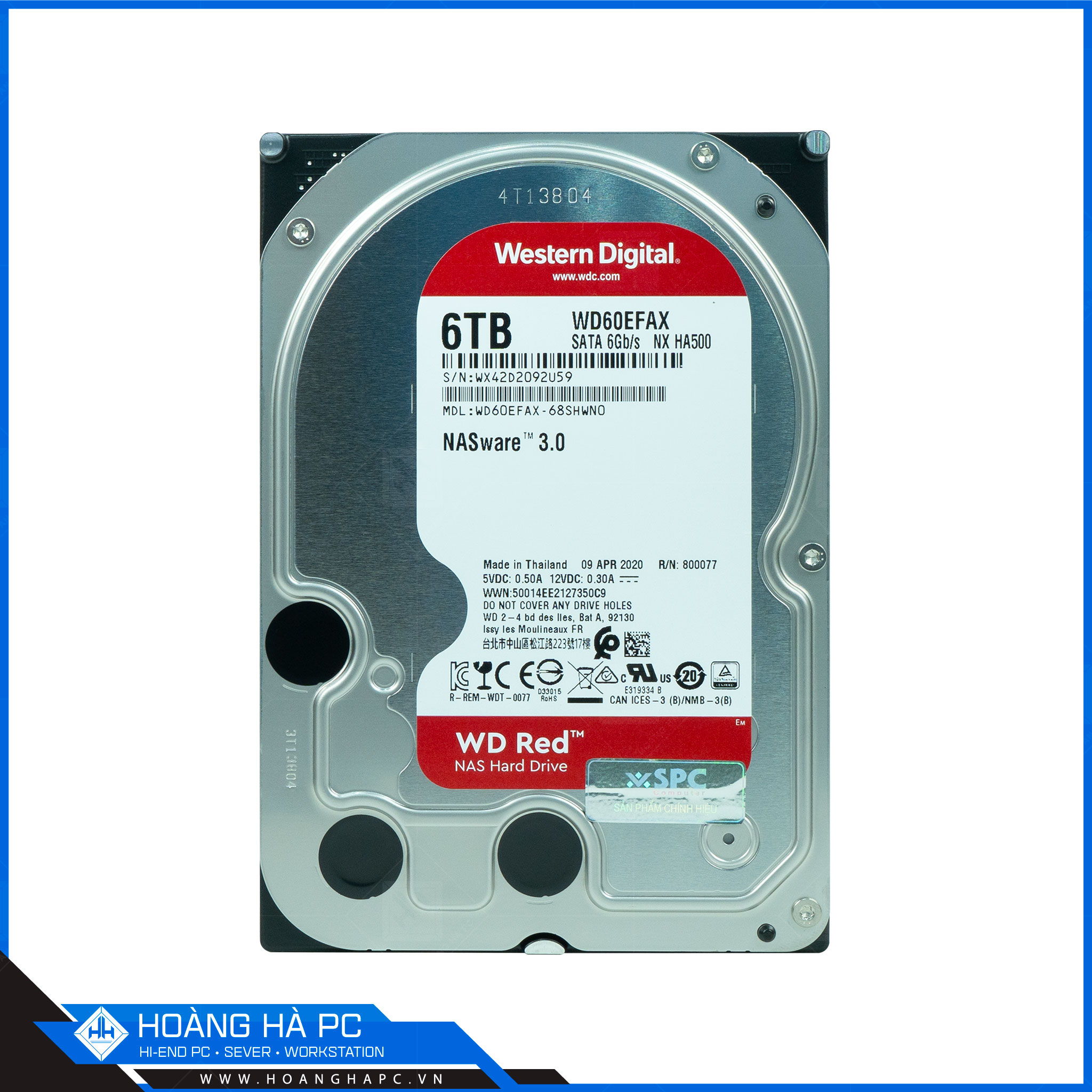 Ổ cứng HDD Western RED NAS 6TB (3.5 inch, SATA3 6Gb/s, 256MB Cache, 5400rpm)