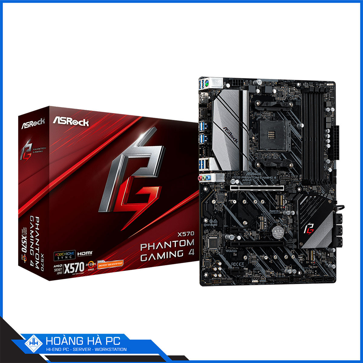 Mainboard ASRock X570 Phantom Gaming 4 (AMD X570, Socket AM4, ATX, 4 khe RAM DDR4)