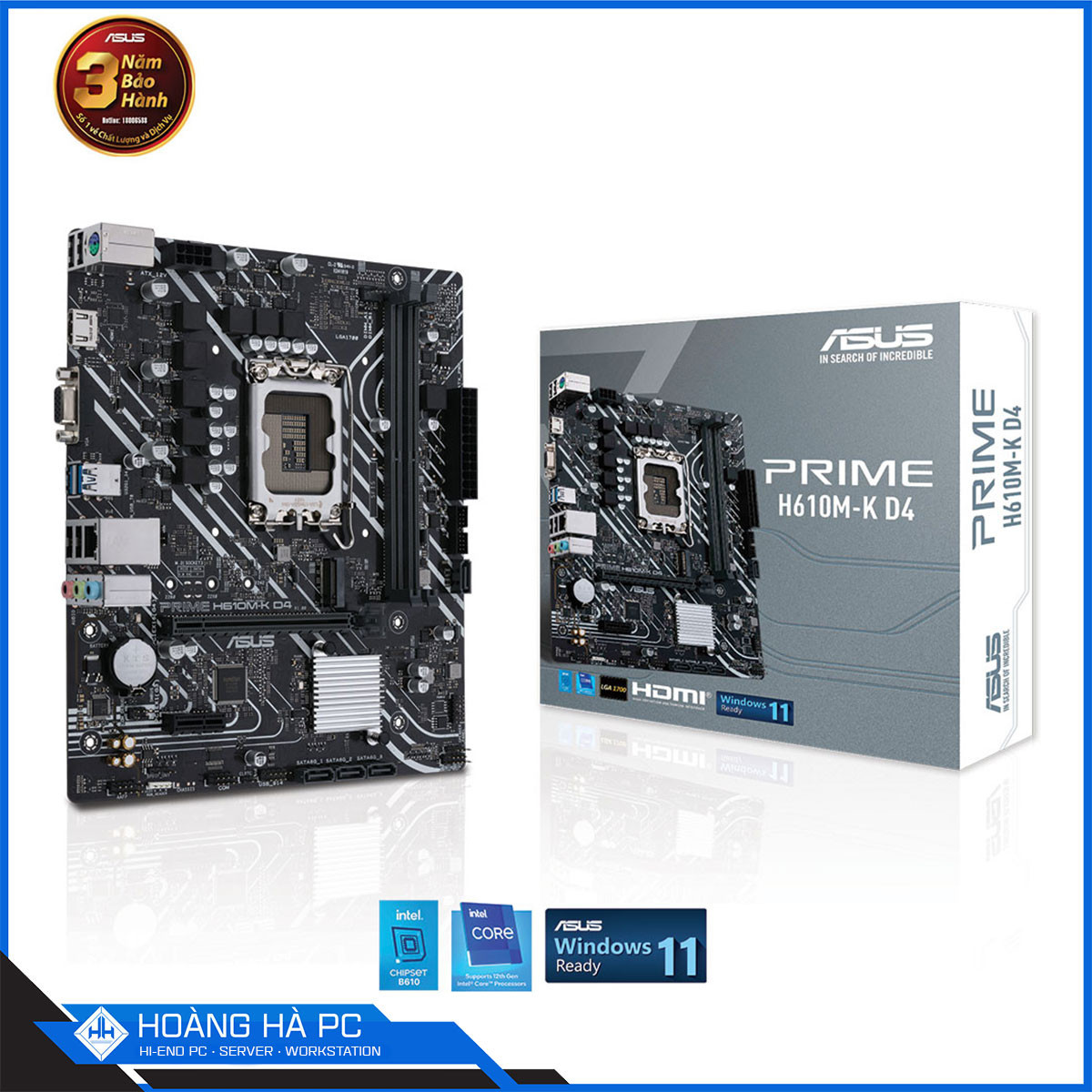 Mainboard Asus PRIME H610M-K D4 (Intel H610, LGA 1700, M-ATX, 2 khe Ram DDR4)