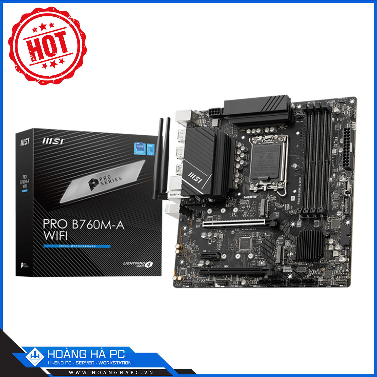 Mainboard MSI PRO B760M-A WIFI DDR5 (Intel B760, LGA1700, mATX, 4 khe RAM DRR5)