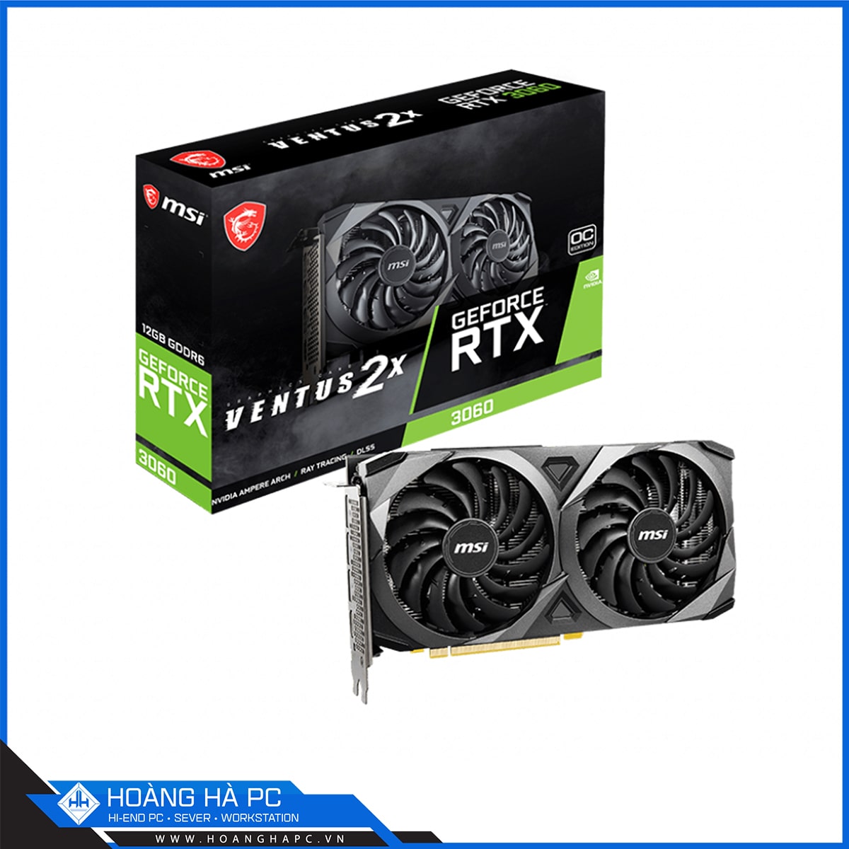 VGA MSI RTX 3060 12GB VENTUS 2X OC (12GB GDDR6, 192-bit, HDMI +DP, 1x8-pin)