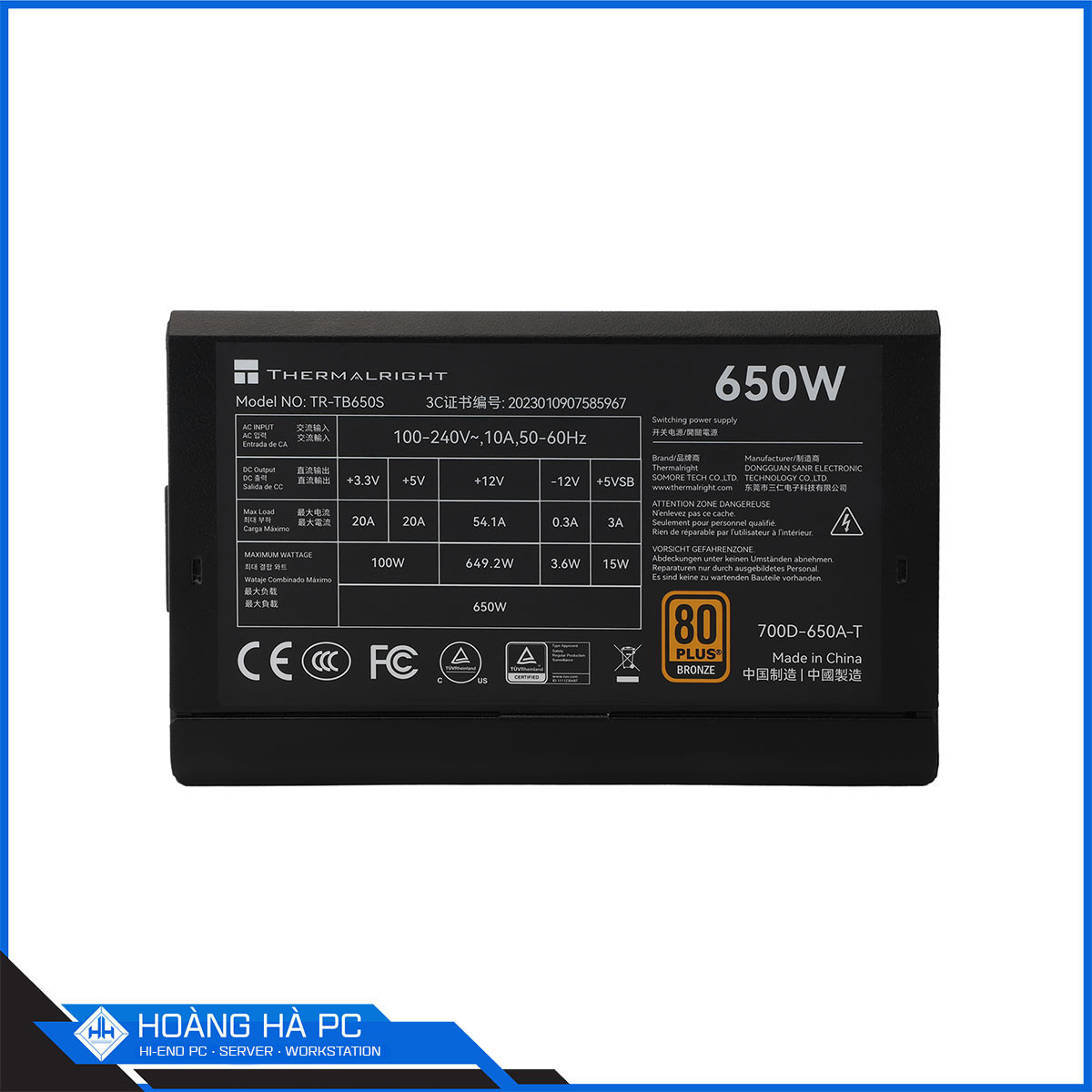 Nguồn máy tính Thermalright TB-650S (650W/ 80 Plus Bronze/ Non Modular/ Màu Đen)-5