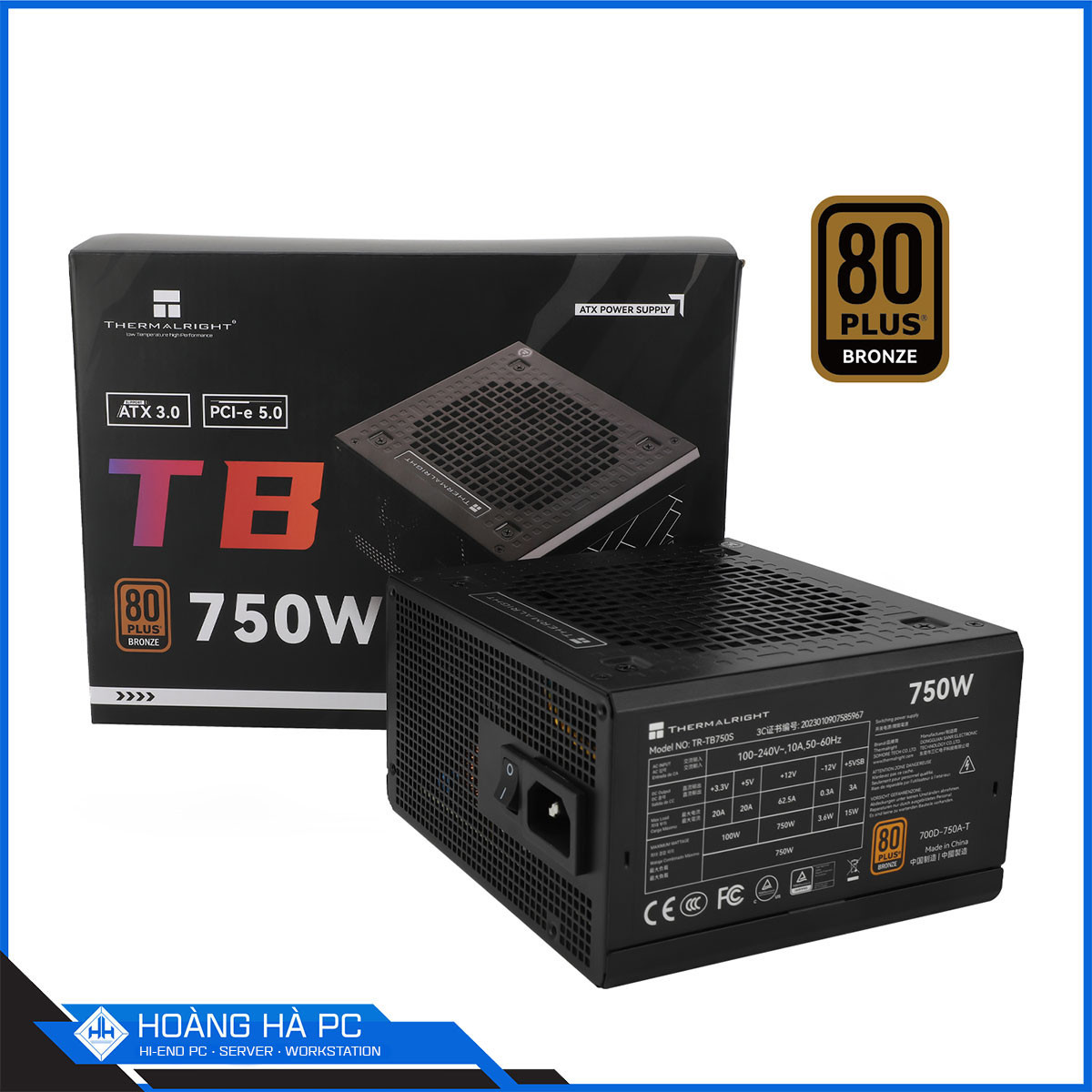Nguồn máy tính Thermalright TB-750S 750W (80 Plus Bronze/ Non Modular/ Màu Đen)