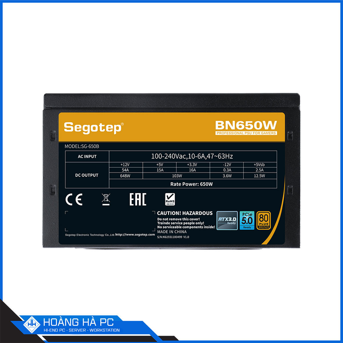 Nguồn Segotep BN650W 80 Plus Bronze | ATX 3.0 | PCIe 5.0-6