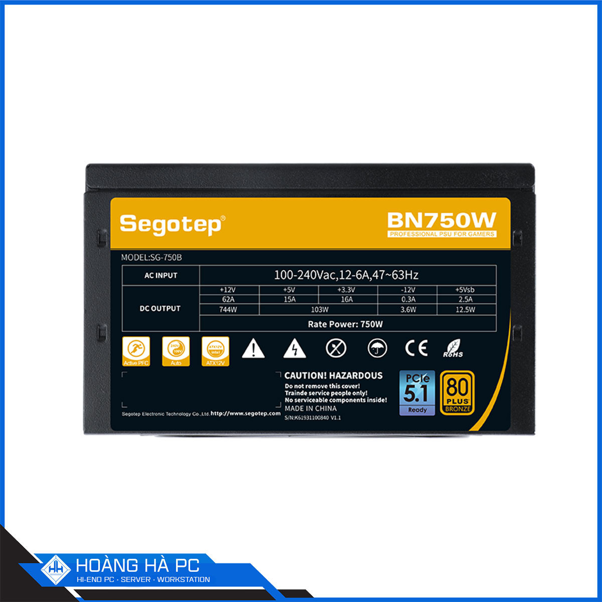 Nguồn Segotep BN750W 80 Plus Bronze | ATX 3.0 | PCIe 5.1-6