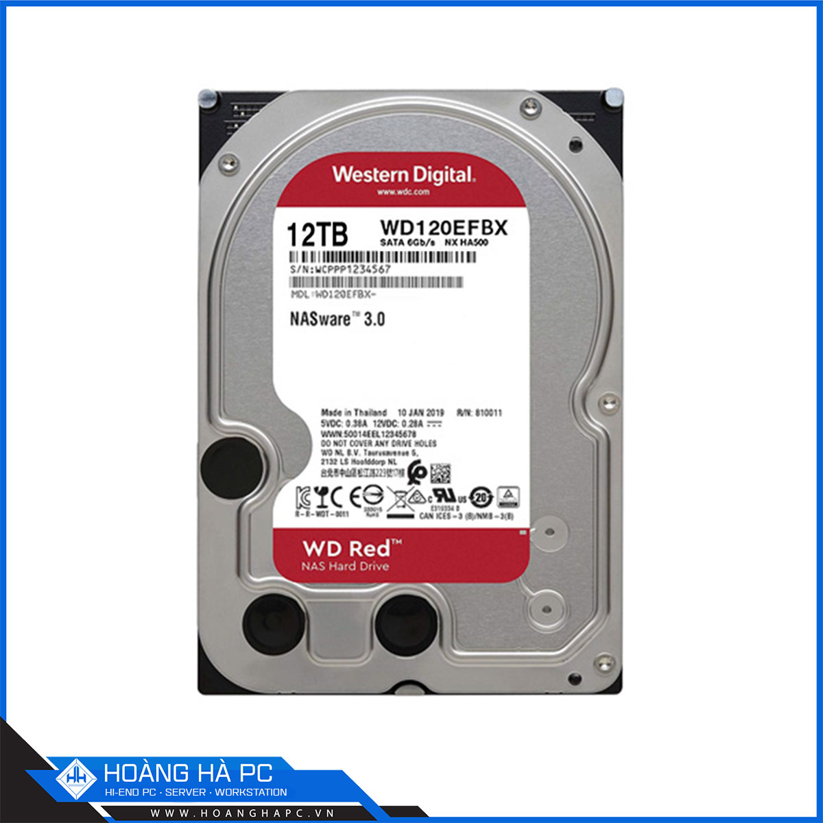 Ổ cứng HDD Western Digital RED PLUS 12TB NAS (3.5 inch, SATA3 6Gb/s, 256MB Cache, 7200rpm)