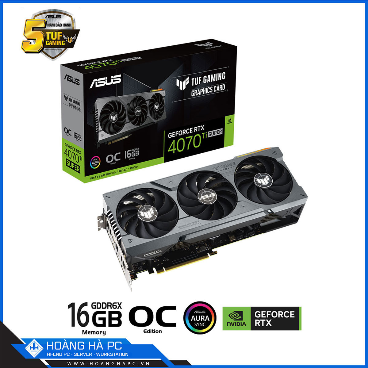 VGA ASUS TUF RTX 4070 Ti SUPER 16GB GDDR6X OC (256-bit, HDMI + DP, 1 x 16-pin)