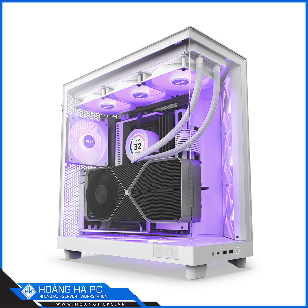 Vỏ máy tính NZXT H6 Flow RGB - White (Mid Tower/Màu Trắng/ 3 Fan)